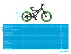 AMIGO Fun Ride 20 Inch 33 Cm Junior 7SP Rim Brakes Black/Green -Discounted Bicycles amigo fun ride 20 inch 33 cm junior 7v v brakes zwart groen 9 452833 20201023134241