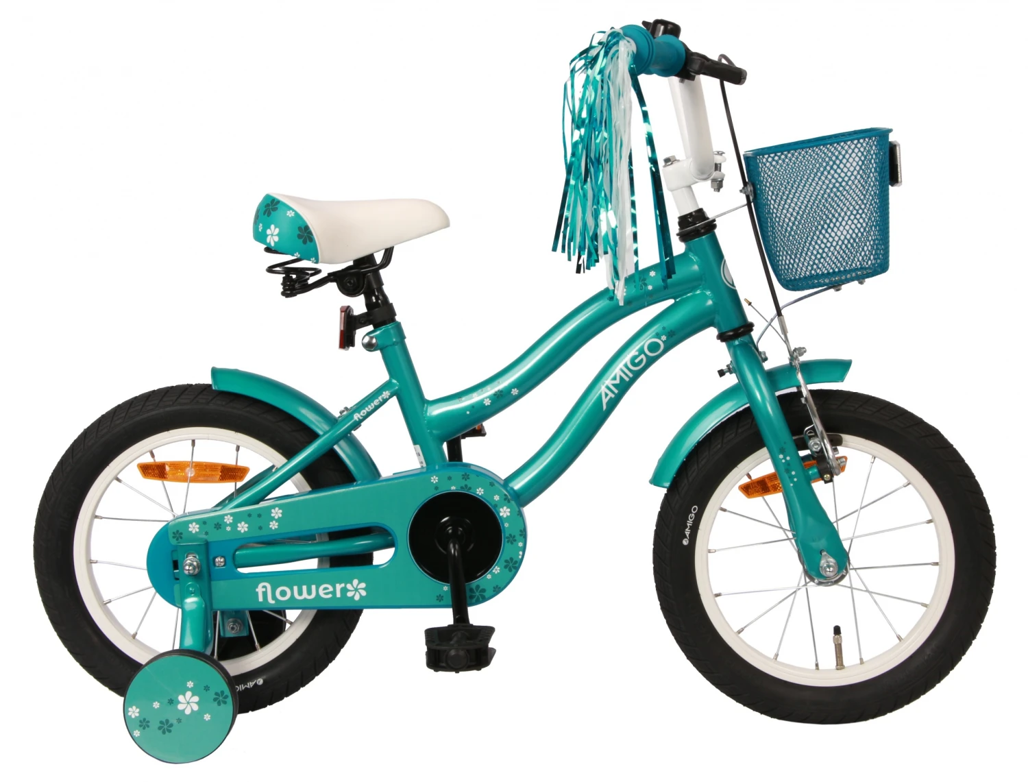 AMIGO Flower 14 Inch 22 Cm Girls Coaster Brake Turquoise 1 AMIGO Flower 14 Inch 22 Cm Girls Coaster Brake Turquoise