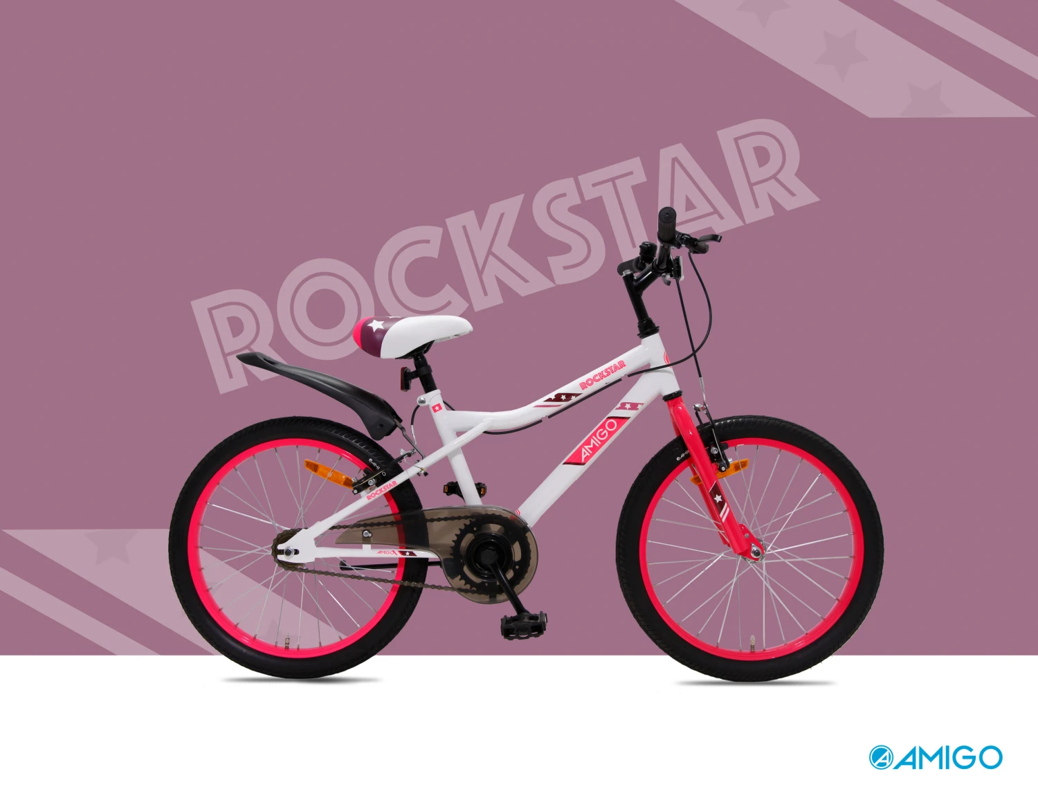 AMIGO Rockstar 20 Inch 32 Cm Girls Rim Brakes White 8 AMIGO Rockstar 20 Inch 32 Cm Girls Rim Brakes White - Image 8
