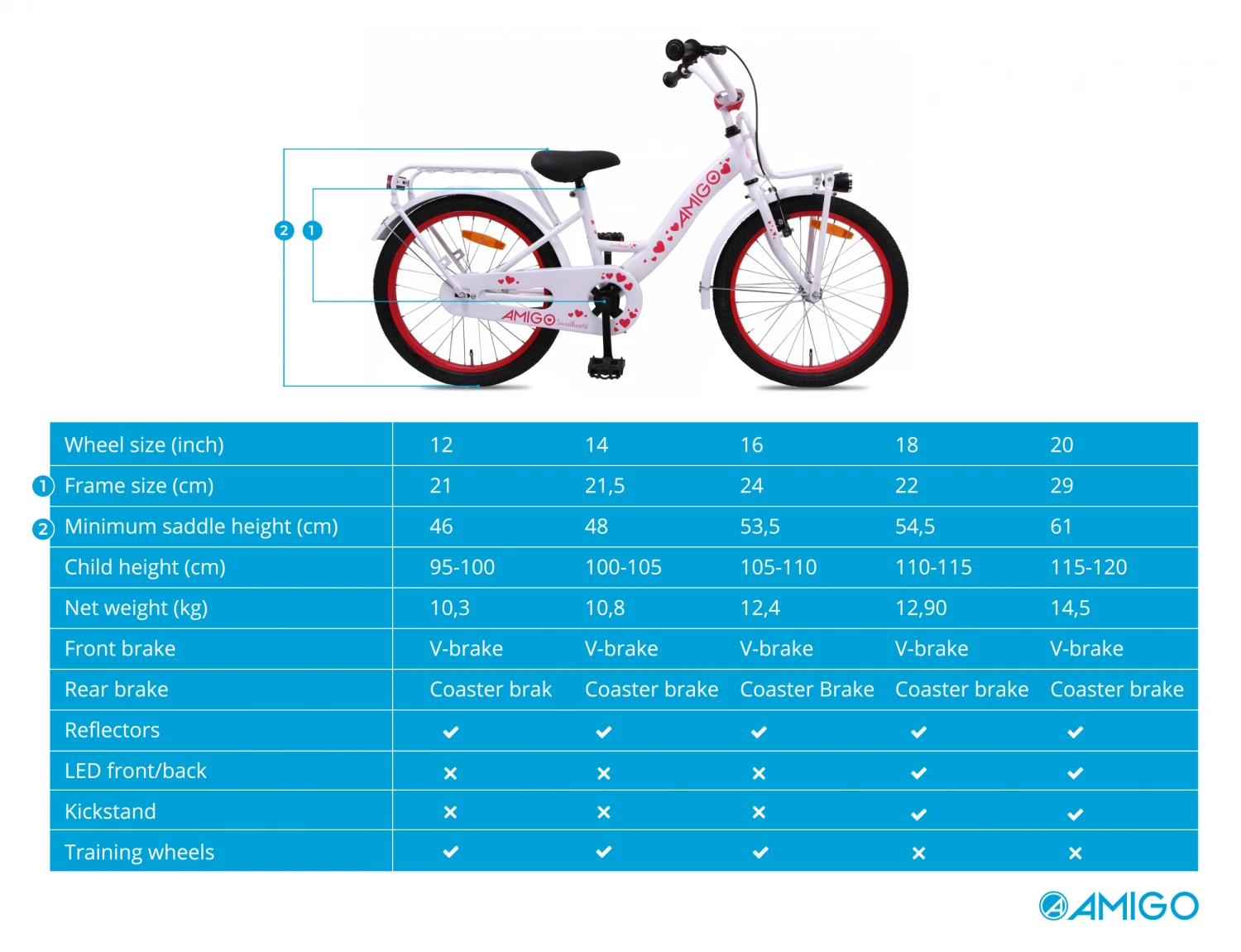 AMIGO Sweetheart-S7 20 Inch 29 Cm Girls Coaster Brake White - Image 8