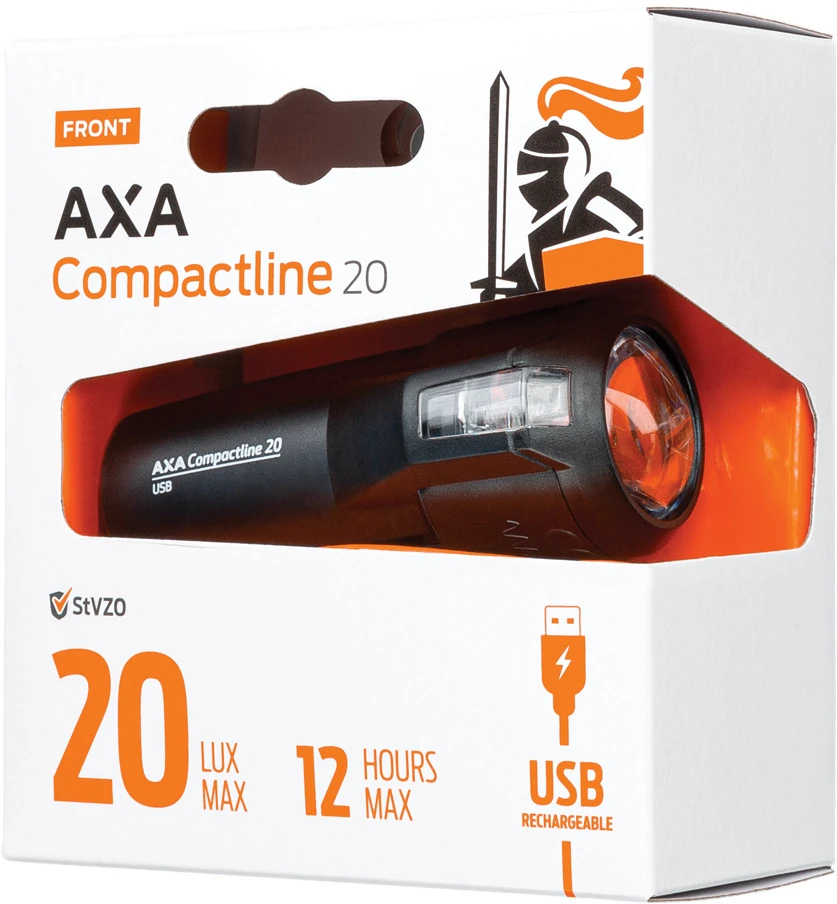 AXA Front Light Compactline 20 Lux Led Rechargeable Black 3 AXA Front Light Compactline 20 Lux Led Rechargeable Black - Image 3