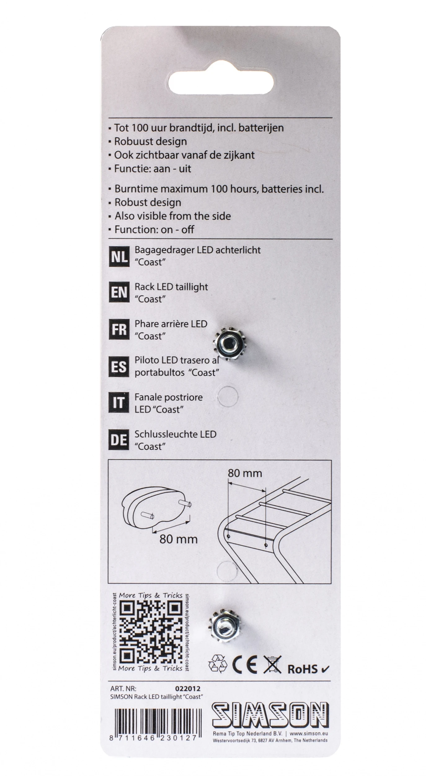 Simson Rear Light Coast Led Luggage Carrier Battery Red 5 Simson Rear Light Coast Led Luggage Carrier Battery Red - Image 5